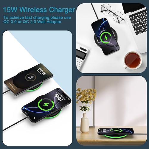 Miniatura 3 de Cargador inalámbrico Android Samsung Fast Wireless Charging Pad para Samsung Galaxy Z Flip7 Z Fold7 S25 Edge S24 Ultra S23 S22 S21, paquete de 2