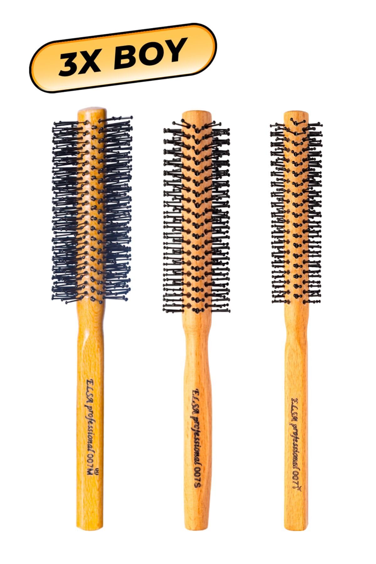 Elsa Professional 3X Natürel Erkek Saç Fırçası Set