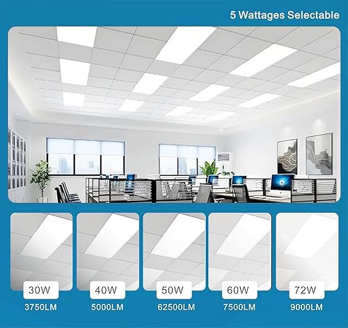 Miniatura 3 de Panel plano de luz LED de 2 x 4 pies, 30-72 W, 5 CCT 3K  3.5k  4K  5K  6.5K, luces de techo empotradas regulables, 37505000625075009000 lúmenes,