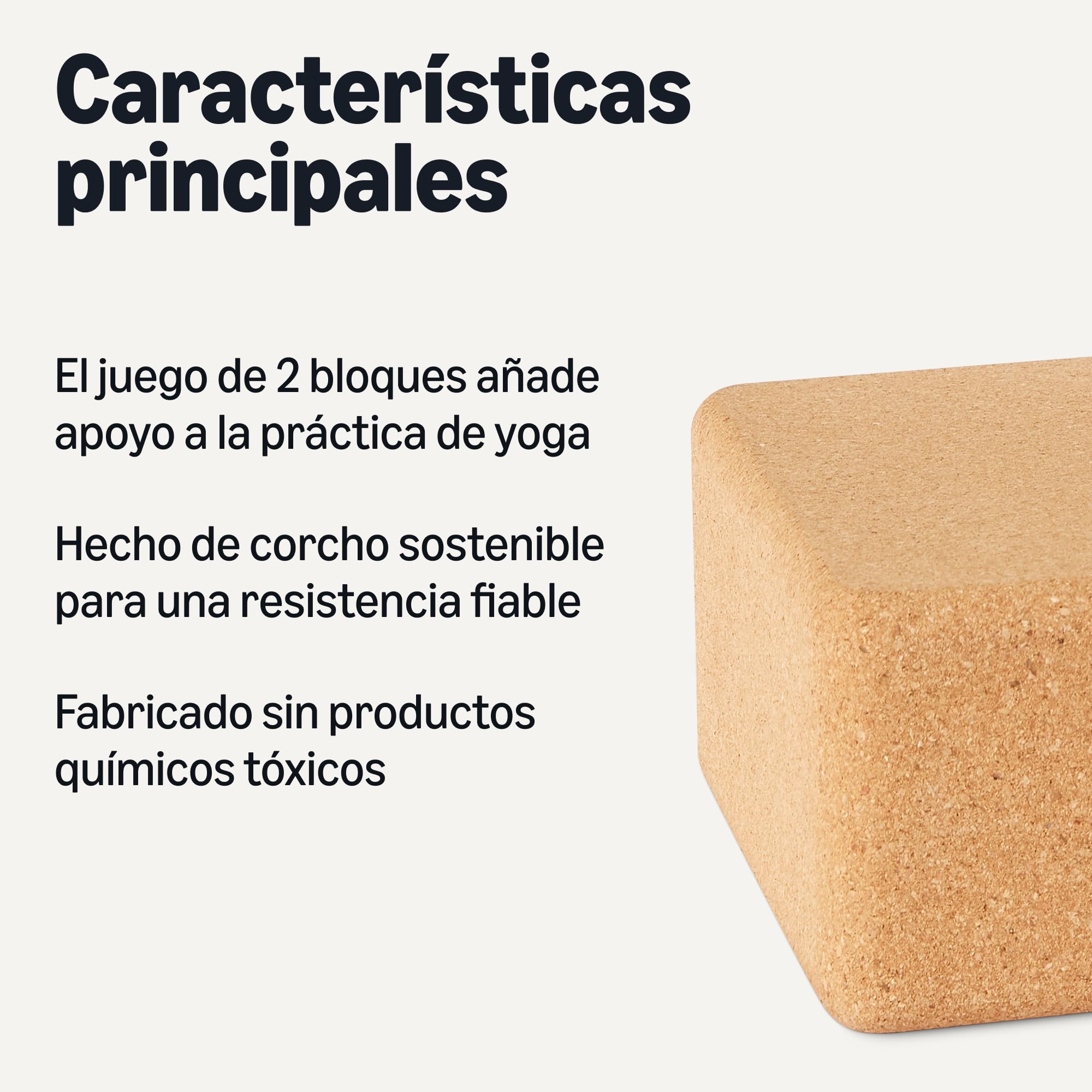 Amazon Basics Bloque de Corcho Natural para Yoga, 23 x 15 x 8cm, Paquete de 2