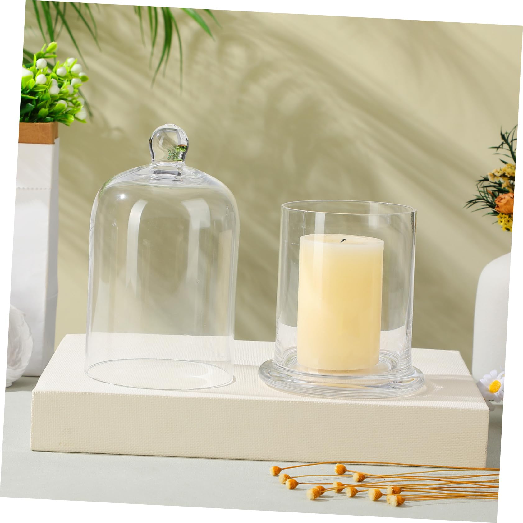 Candelabro de Vidrio Decorativo en Forma de Campana, 2 Juegos | Acabado Simple y Romántico, para Fiestas y Regalos de Cumpleaños, Crea Ambiente Relajante y Luminoso