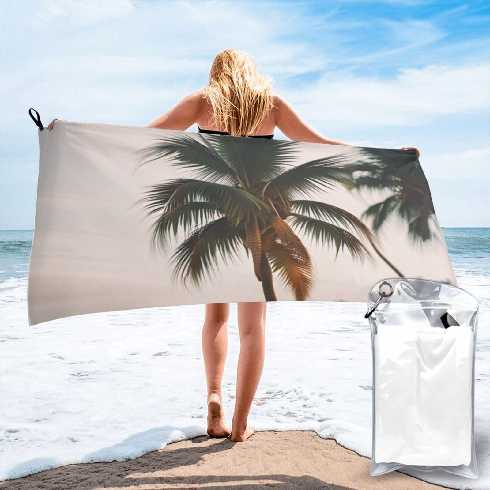 Toalla de playa para adultos con estampado animado, juego de 2 piezas ligeras para viajes