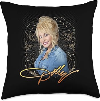 Dolly Parton Denim Smile Throw Pillow