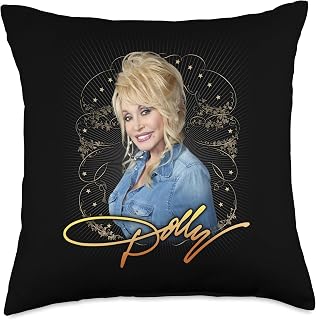 Dolly Parton Denim Smile Throw Pillow