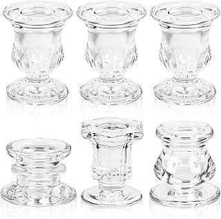 Glass Taper Candleholders - Clear Small Candlestick Holder Bulk