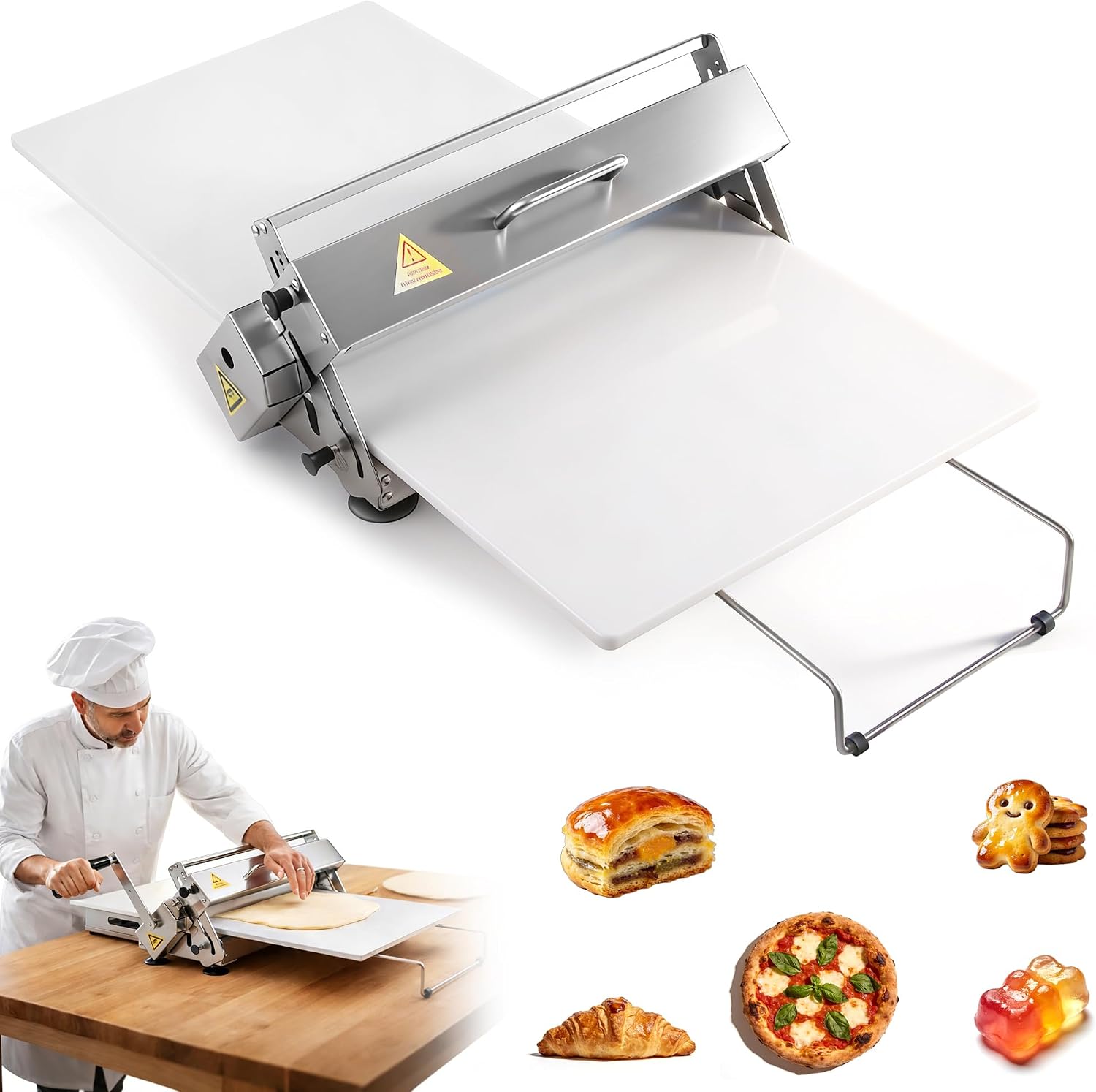 THOUSANDSUNNY Folding Manual Dough Sheeter, Dough Roller Machine