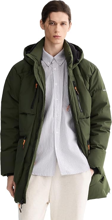 Orolay Men's Thickened Down Jacket Hooded Winter Puffer Jacket with 6 Pockets