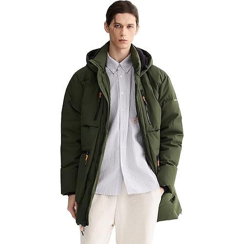 Orolay Men's Thickened Down Jacket Hooded Winter Puffer Jacket with 6 Pockets