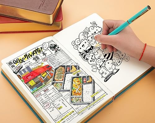 Miniatura 3 de BSHITWO Cuaderno de tapa dura, 8.3 x 5.7 pulgadas, tamaño A5, de cuero sintético, tapa dura, papel en blanco, 4 colores, 300 hojas, 600 páginas para