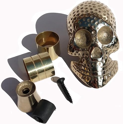 Mango de cabeza de calavera de latón macizo de diseño antiguo para bastones de bastón, dorado, negro, mediano