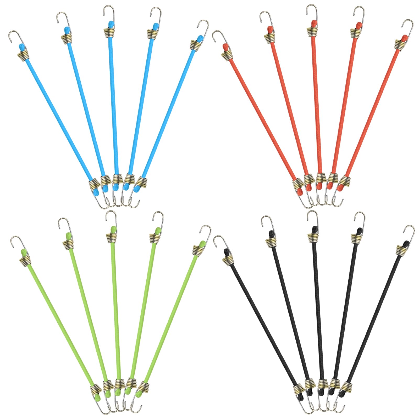 Paquete de 20 cuerdas elásticas pequeñas con ganchos de 10 pulgadas, mini cuerdas elásticas de goma, correas elásticas versátiles para asegurar lonas, portaequipajes, camping, actividades en
