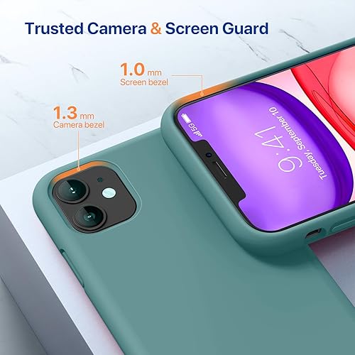 Miniatura 635 de Miracase - Funda diseñada para iPhone 11 con protector de pantalla, funda de goma de silicona líquida, protección total contra caídas y a prueba