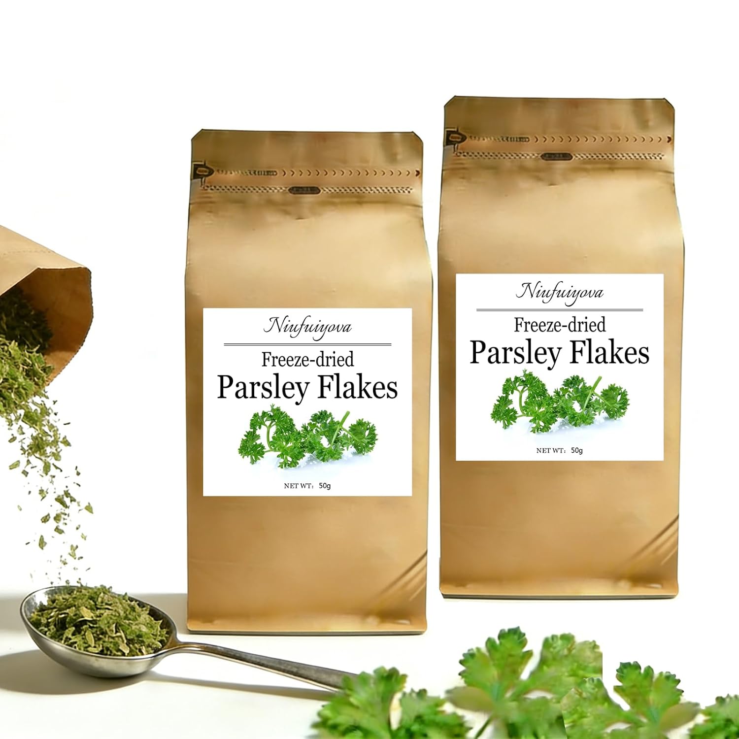 Freeze-Dried Parsley Flakes, 1.76 ounce. Bag,Vibrant and Lush Parsley Flakes,Green Leaves Good for Garnish food (Parsley, 2-Bags)