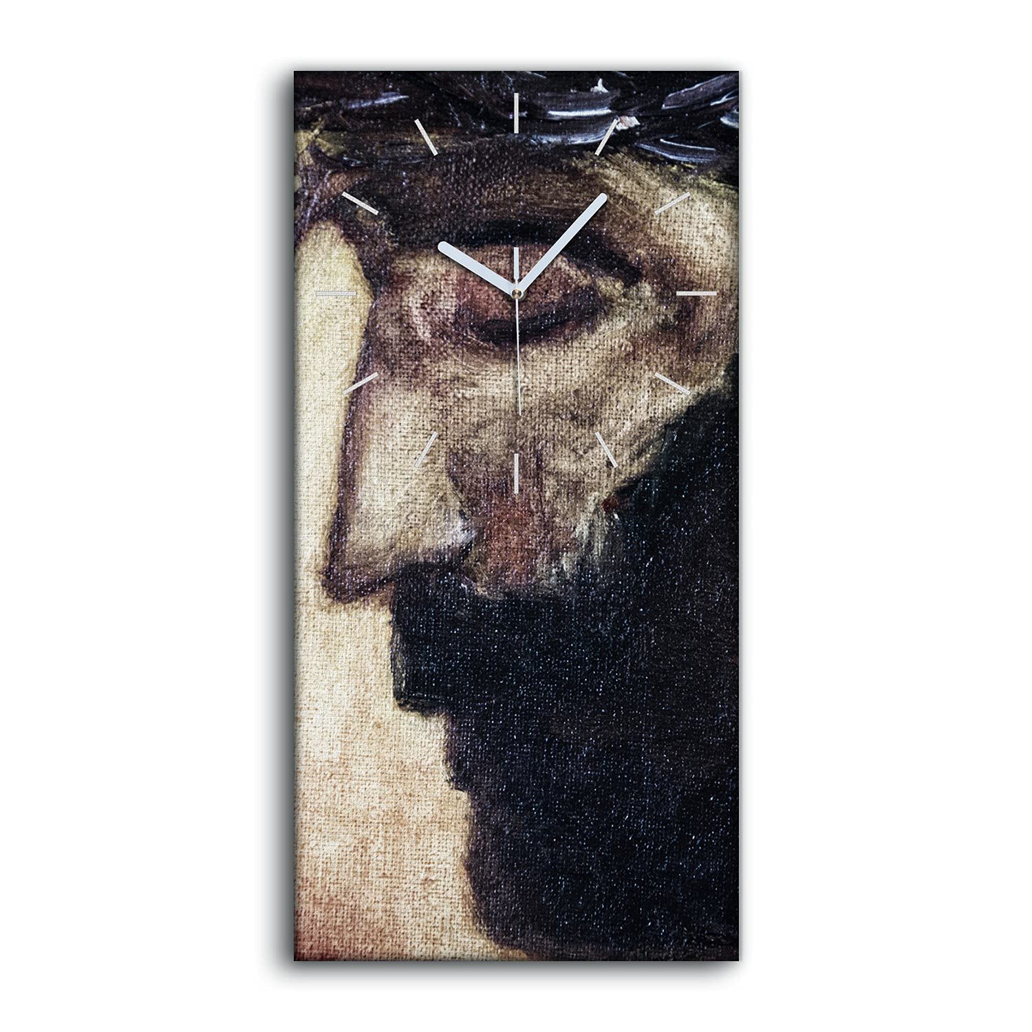 Horloge sur toile 30x60cm couronne de jésus art mural moderne