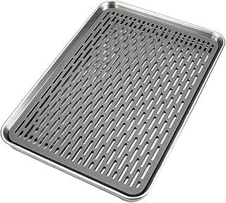 Cup Drying Rack, Stainless Steel Dish Drain Tray, Rustproof Double-Layer Drip Tray with Detachable Drain Board, Space-Saving for Kitchen Counter & Coffee Table & Outdoor, 15.9 x 12 x 1 in