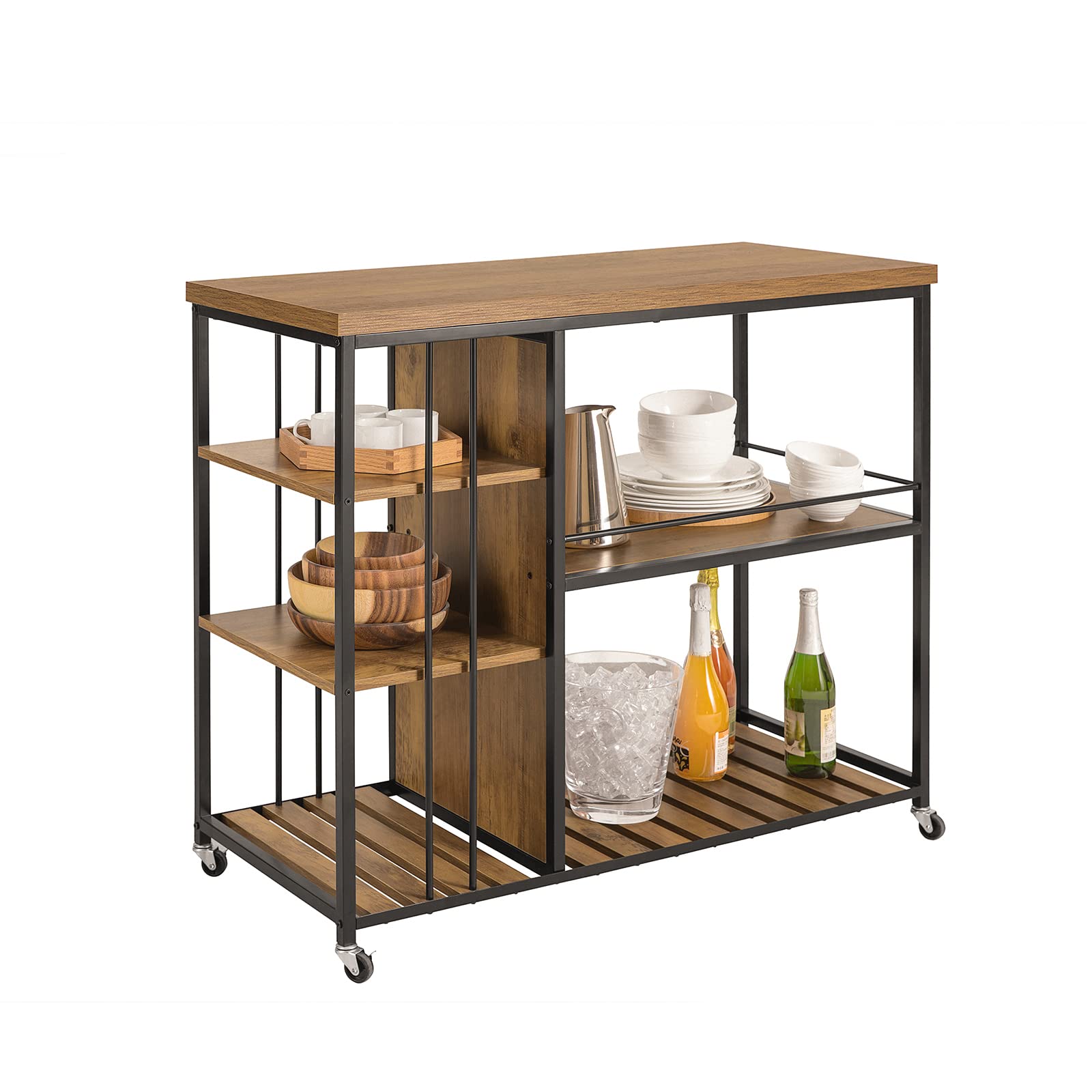 SoBuy Carrello da portata con 5 ripiani Carrello laterale Carrello da cucina ripiano per microonde 110x45x92cm SVW18-II-F