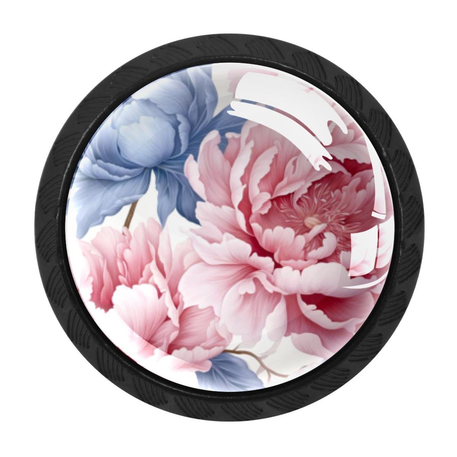 CHENZZZZ Peony Cabinet Knobs 4 Pieces Drawer Kitchen Cabinets Dresser Cupboard Wardrobe Unique Pulls Handles