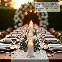 Vista 3 de 12-Pack White Pillar Candles with Clear Hurricane Glass Vases - 3-Size Set for Wedding Table Centerpieces, Home Decor Windproof Candle Holders