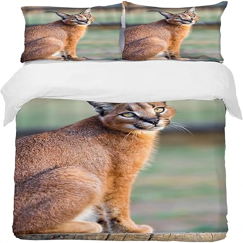 Miniatura 2 de Dark Green Big Floppa Duvet Cover Full Animal Print Bedding Sets Full Soft Lightweight Microfiber Comforter Cover and 2 Pillow Shams 20"X26", Bed