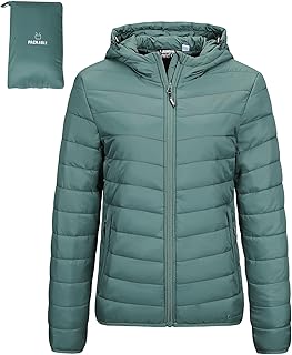 Damen Steppjacke Leichte Packbare Übergangsjacke Warme Winterjacke mit Kapuze für Frauen Gefüttert Pufferjacke mit Taschen für Freizeit Wandern Reisen