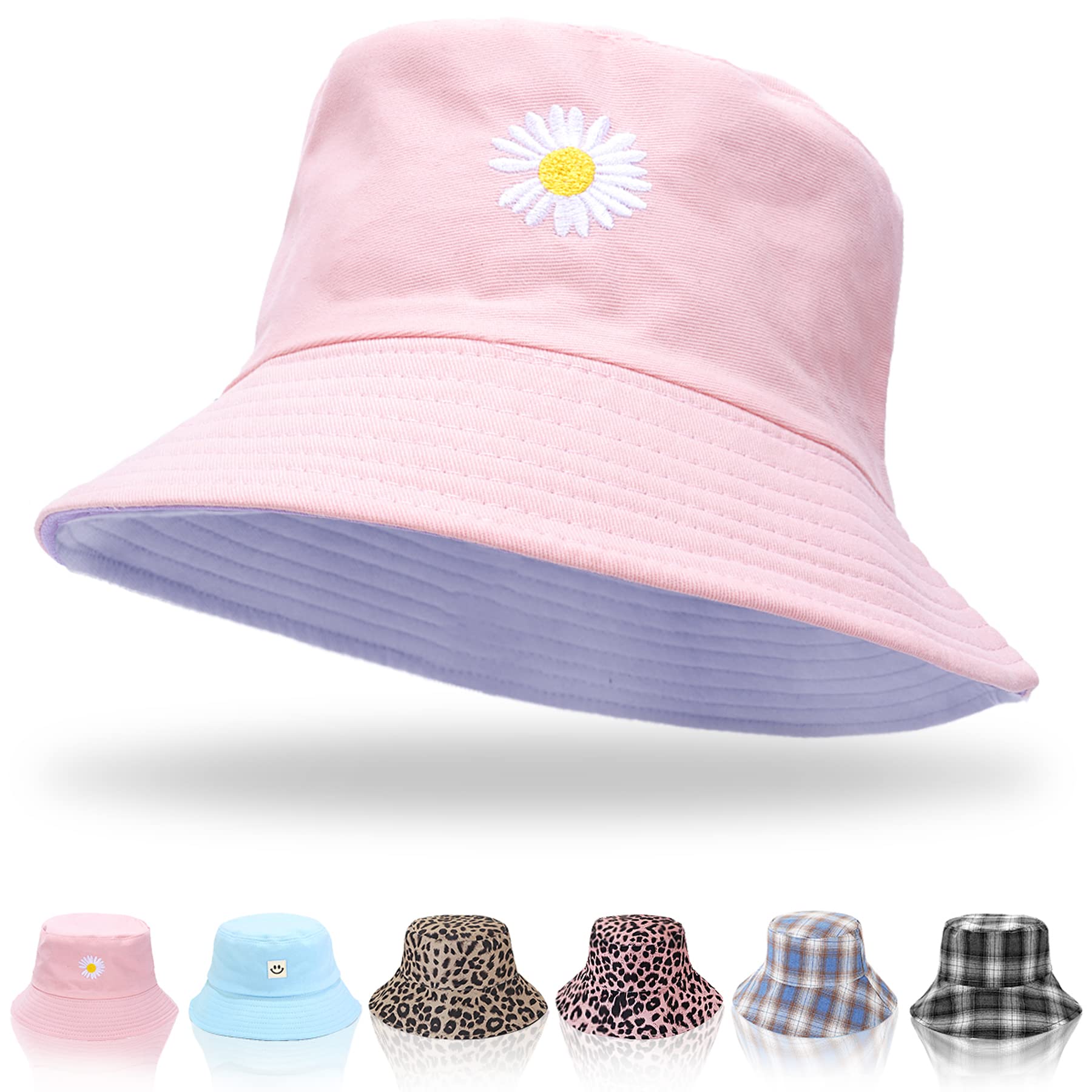 Keho Bucket Hats Women - Reversible Cotton Summer Beach Sun Hats Foldable Fisherman Hat for Travel Beach Hiking UK