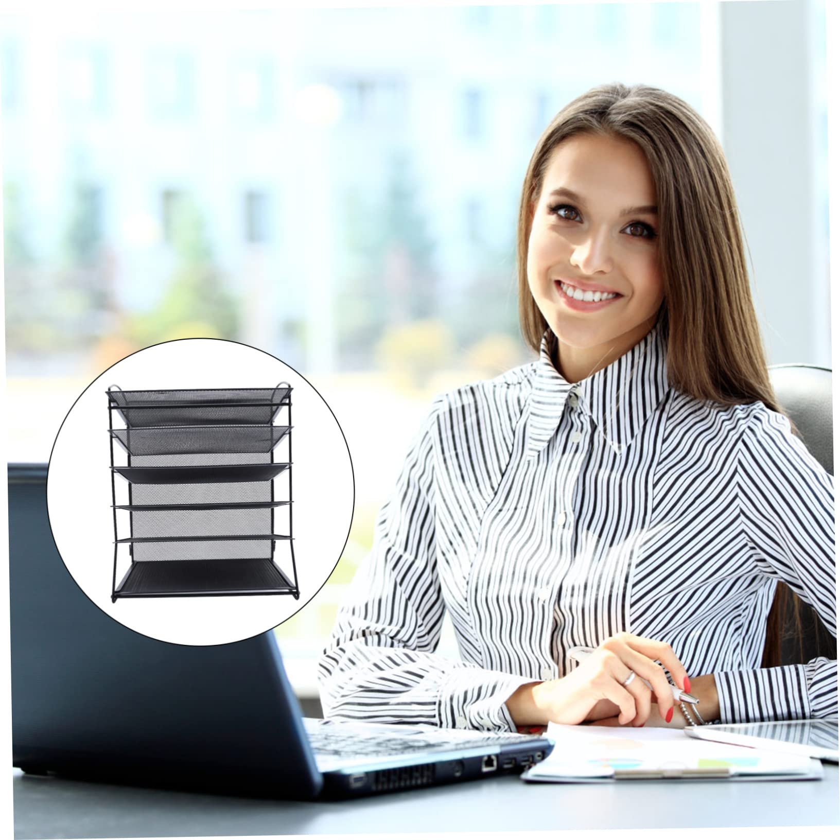 Lurrose 1ensemble Étagère à Documents Organisateur De Bureau Pratique à Plusieurs Niveaux pour Rangement des Fichiers Et Documents
