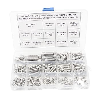 Metric M2-M8 304 SS Knurled Hex Socket Head Cap Screws Kit