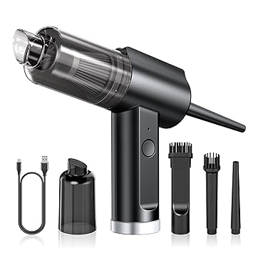 FIDVID Compressed Air Duster, Handheld Air Duster and Vacuum Cordless Rechargeable, 77000RPM, 10000PA, 6000mAh, Portable Electric 2 in 1 Air Blower Vacuum Cleaner for Computer Keyboard PC Cleaning