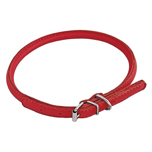 CHAPUIS SELLERIE SLA689 Collar Ajustable Redondo Glamour para Perro y Gato - Cuero Rojo - Diámetro 6 mm