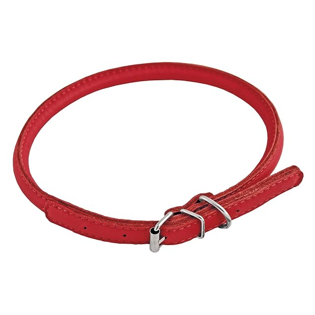 CHAPUIS SELLERIE SLA689 Collar Ajustable Redondo Glamour para Perro y Gato - Cuero Rojo - Diámetro 6 mm