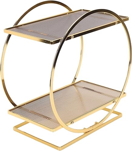 Miniatura 5 de Pssopp Gold Makeup Organizer, Bathroom Trays Shelf with 3 Drawers Corner Vanity Tray for Bathroom Gold Makeup Organizer, Clear Acrylic Perfume Stand