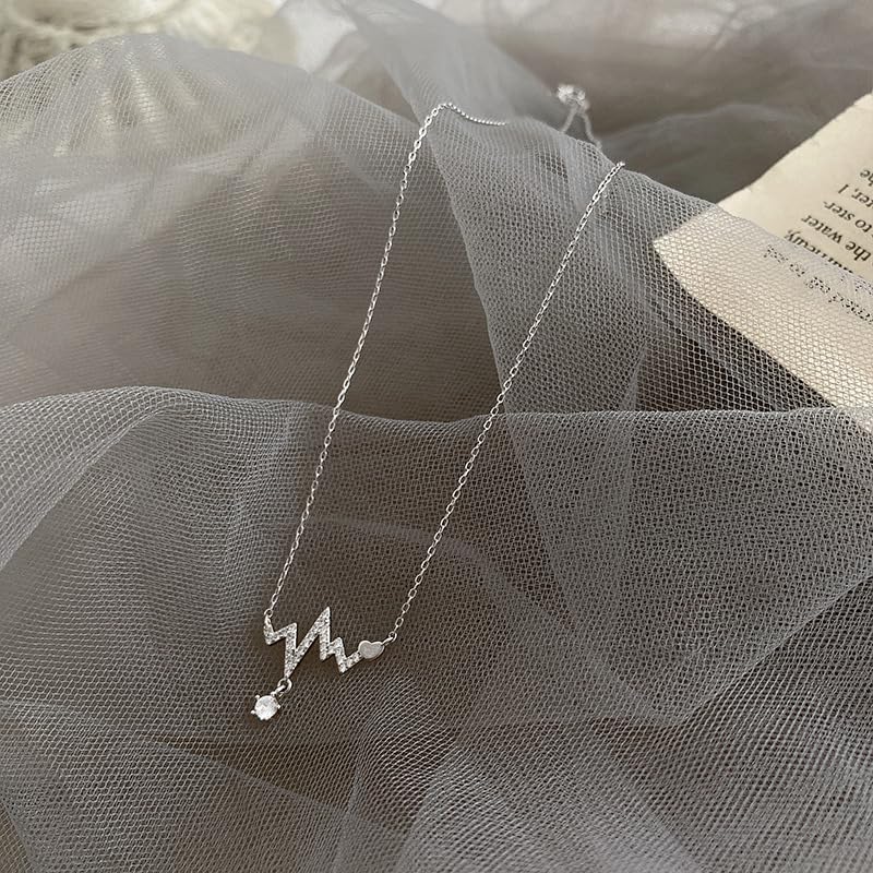 Collier électrocardiogramme style frais pour chaîne de clavicule