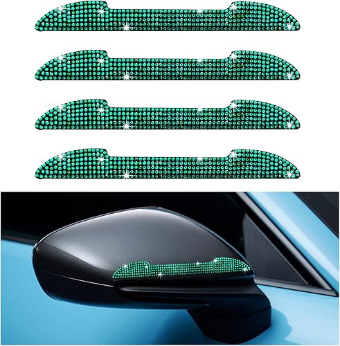 Kewucn 4 protectores de arañazos para manija de puerta de automóvil, tira anticolisión con diamantes de imitación automáticos, protector de borde