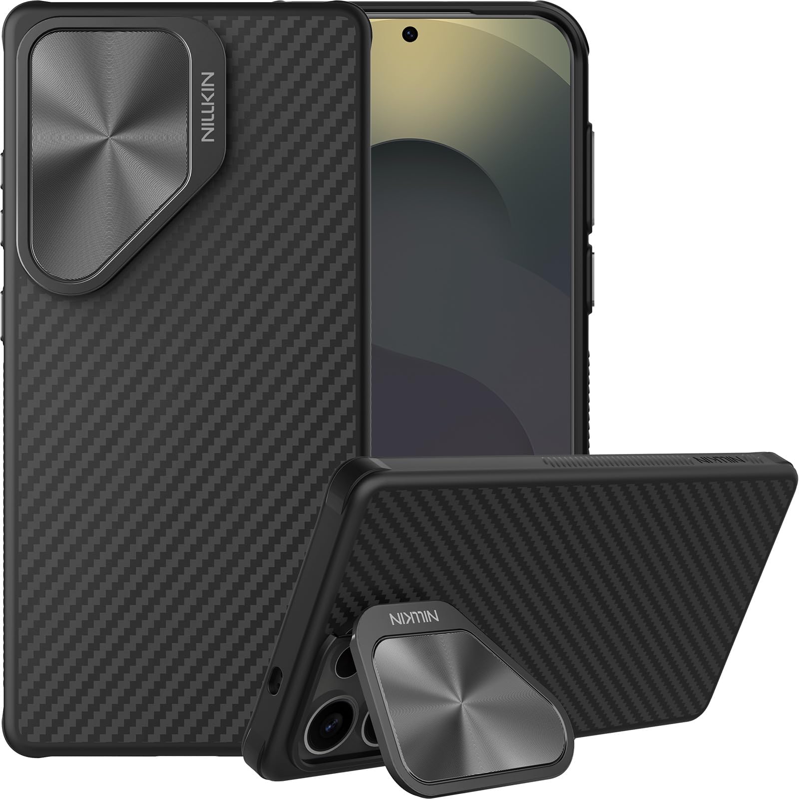 Nillkin MagSafe Case for Samsung Galaxy S25 Ultra 6.8 inch Made of Aramid Fiber, Phone Case Compatible with Magnetic Charging, Camera Protection Cover & Phone Stand, Thin & Hard Backboard, Black