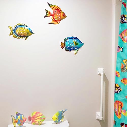 Miniatura 5 de Weibefee Decoración de pared costera, decoración de pared de peces de metal marino oceánico, decoración de Navidad para colgar en la pared, regalo