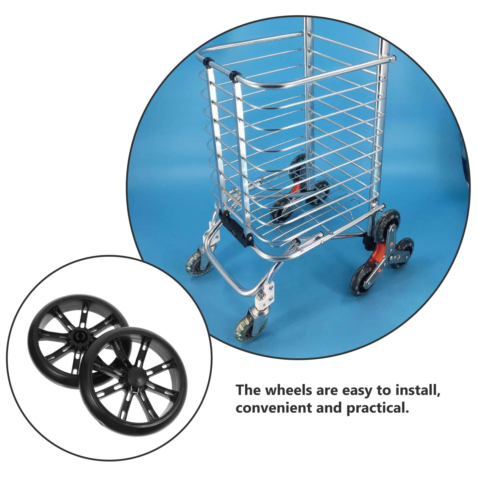 4 ruote per carrello della spesa con clip a scatto - Ruote di ricambio in plastica da 6" per carrelli della spesa pieghevoli, carrelli multiuso e a mano - Foro per asse da 8 mm