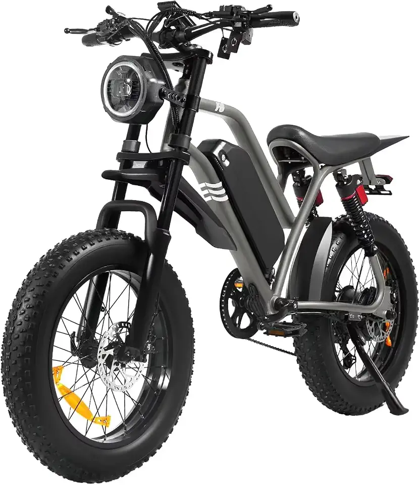 Bicicleta Elétrica A05 Aro 20 Pneu Gordo 1000W Motor Cubo Traseiro, Bateria Removível 48V 20Ah, Suspensão Dianteira e Traseira, Freio a Disco Hidráulico, para Adultos Off-Road Urbano