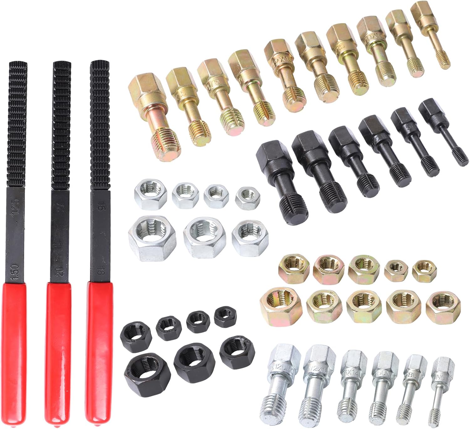 waltyotur 49Pcs Thread Chaser Set, Thread Restorer Kit Includes 24 Rethreading Dies 22 Rethreading Taps and 3 Thread Files