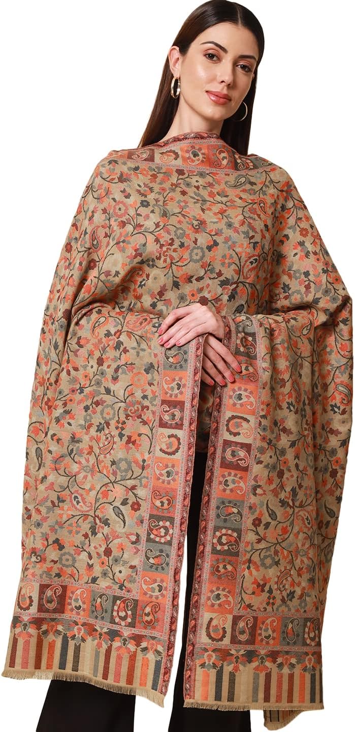 Women's Kaani Pashmina Wool Blend Kashmiri Stole | Evening Wraps for Women | Women Shawl Wrap Scarf Pashmina Gifts