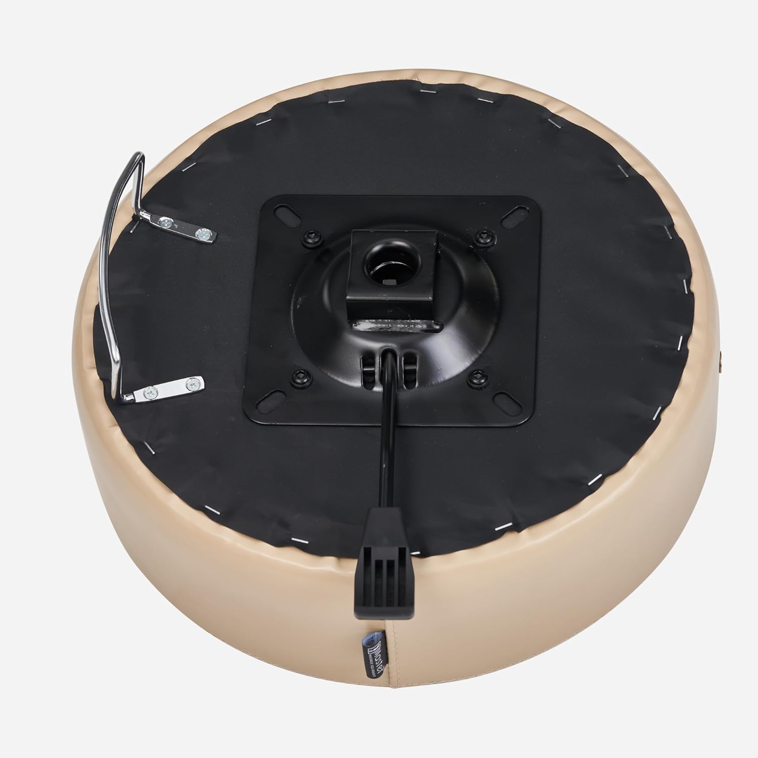 Master Massage Glider Ergonomic Round Swivel Adjustable Rolling Hydraulic Stool Barber Dental Chair in Cream for Therapist, Clinic, Tattoo, Spas, Facial, Beauty, Lash, Salons, Home, Studio, Office