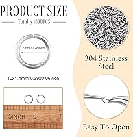 Vista 2 de Craftdady 1000 anillos de acero inoxidable abiertos de 0.394 in redondos de 0.055 in de grosor para fabricación de joyas