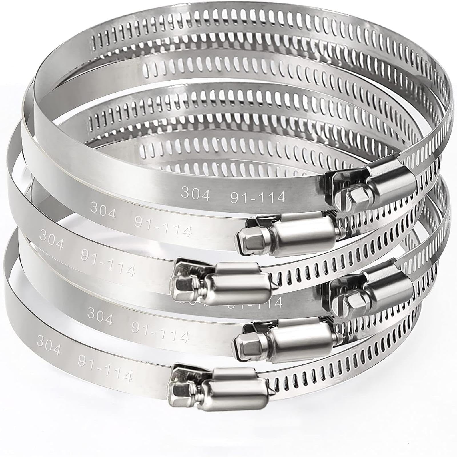 Abrazadera de manguera de acero inoxidable ajustable para línea de combustible, con tornillo sin fin, 50 unidades, ancho de sujeción: 8 mm (16-25 mm).