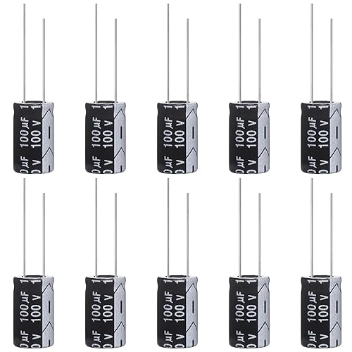 Miniatura 15 de Condensador electrolítico 100uF 63V 0.315x0.472 in 100 UF MFD 63 voltios 0.32x0.47in condensadores de aluminio (paquete de 10)