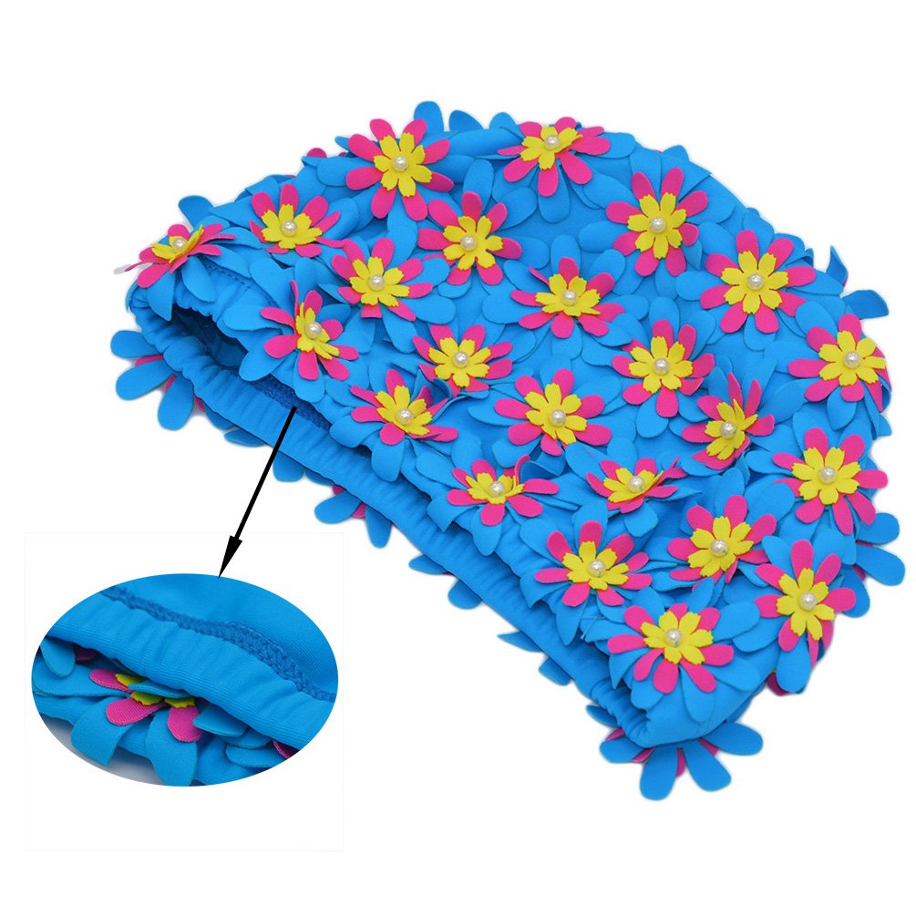Gorro de natación con Estampado Floral Retro para Mujer