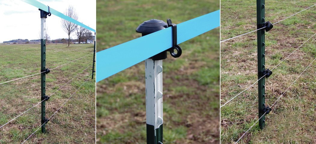 YESON Gartenzaunpfosten 1,2 M – 10 Stück Robuste Metallpfähle – U- Und T-Pfosten Für Zäune, Grün Beschichtet