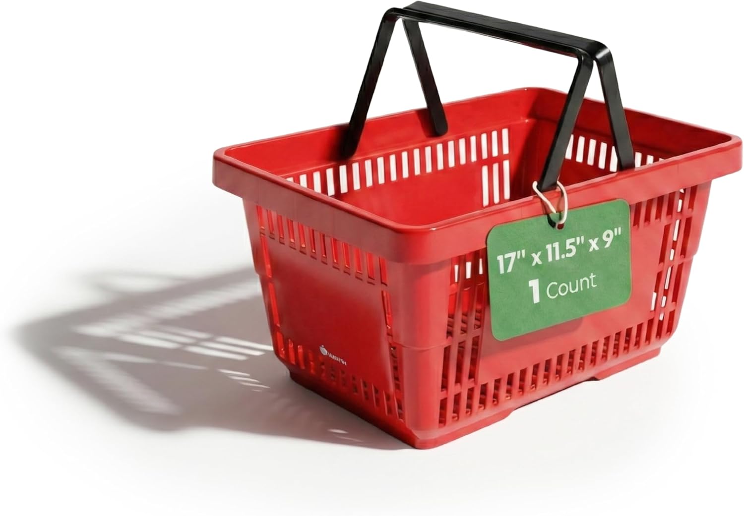 Restaurantware Shopping Basket 10 Count 16.9 x 11.6 x 9 Inches Durable with Flat Black Plastic Handles Stackable and Easy-to-Clean Market Retail Grocery Basket Red