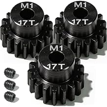 M1 Gear 17T 5mm Bore 3-Pack High-Precision Hardened Steel Motor Pinion Gear for 1/8 1/10 RC Crawler, Monster Truck, Short Course Truck & Boat Compatible with Traxxas Axial, FMS, HSP Redcat Losi