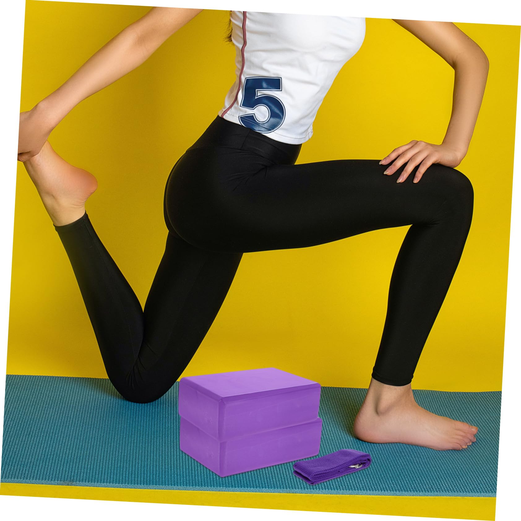 Set di Blocchi Yoga e Cinghia Elasticizzata 3 Pezzi in Eva Porpora