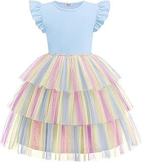 Toddler Tutu Dress Girls Fluffy Tiered Summer Dresses Cute Party Tulle Sundress for Kids 2-7Y - Buy now