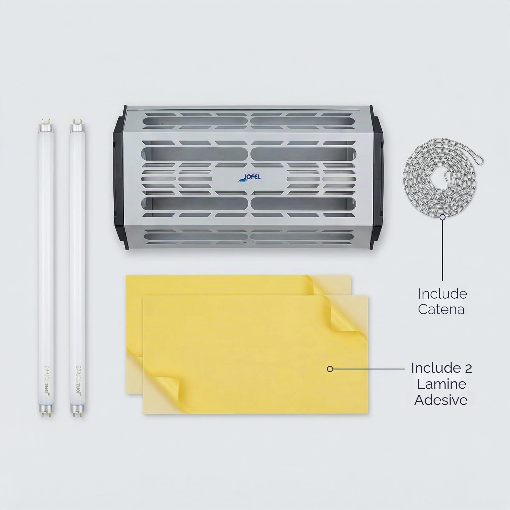 Jofel AJ70000 - Zanzariera con lamelle adesive, 2 tubi di luce LED UV, per attirare insetti, potenza 2 x 15 W (2 tubi)